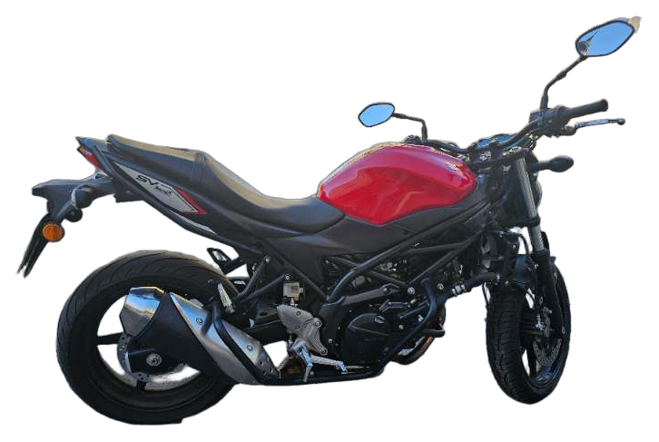 Rote Suzuki SV – Fahrschulmotorrad der Fahrschule Krampfl für Klasse A