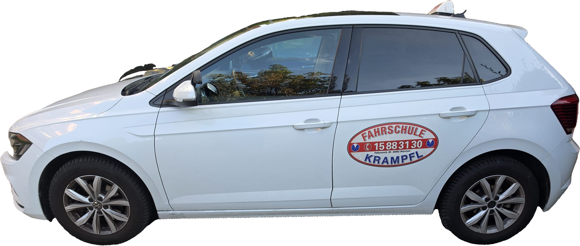 Weißer VW Polo – Fahrschulauto der Fahrschule Krampfl für Klasse B197